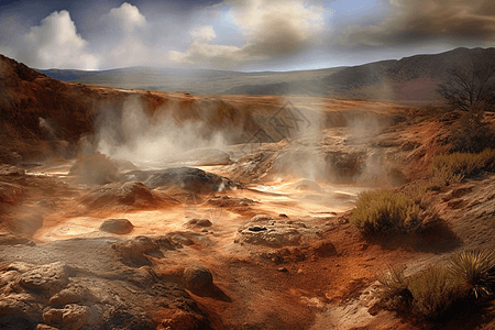 火山景观中的地热能图片