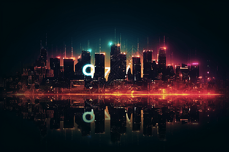 闪烁的粒子背景城市图片