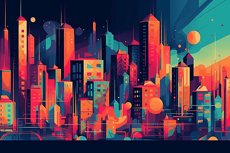 几何色彩城市图片