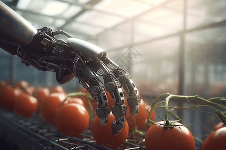 机器人在温室中采摘番茄图片