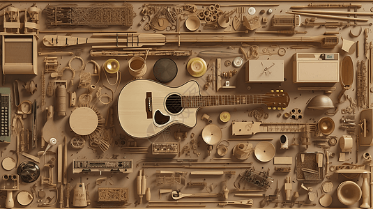 吉他乐器解构设计图片