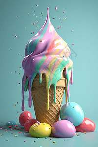 复活节甜品可口的冰淇淋设计图片
