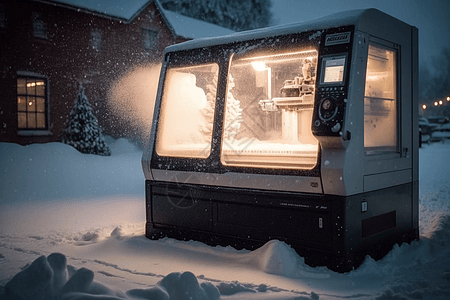 雪地里的一台数控机器图片