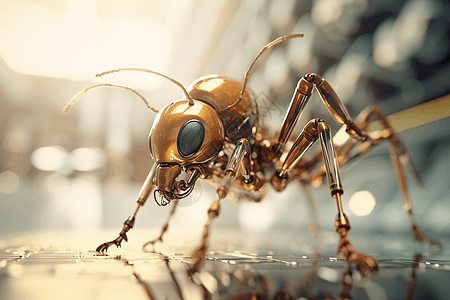 暖光下的机器人蚂蚁高清图片