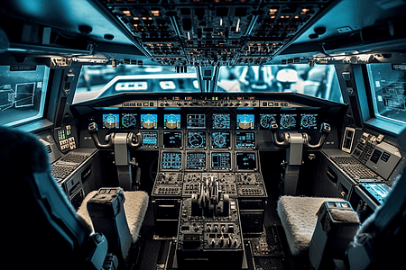 飞机驾驶舱里的精密仪器图片