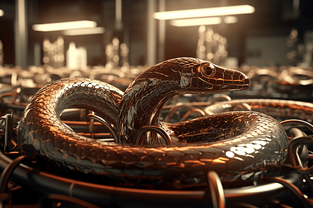 金属感机器人蛇背景图片