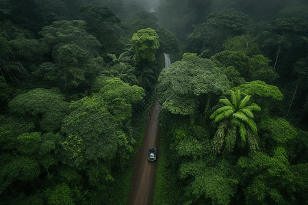 大山中的朦胧热带雨林图片