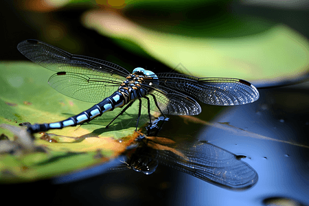 池塘的蜻蜓。图片