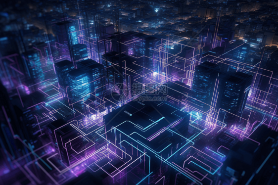 几何技术数字城市抽象背景图片