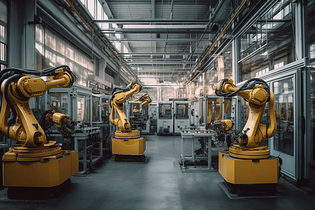 机器人作业机器人手臂制造厂背景
