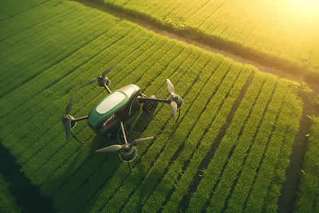 农场农田上空的无人机图片