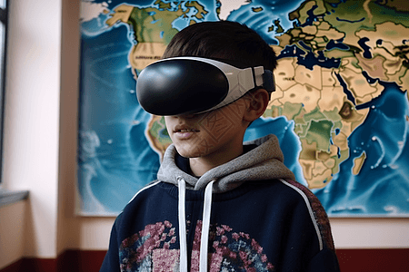 学生通过VR屏幕了解不同的文化图片