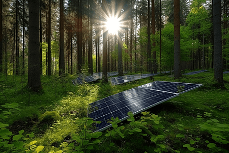 树林里的太阳能板图片