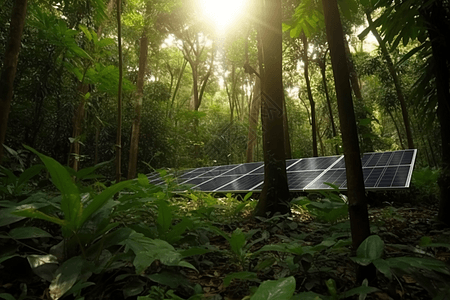 森林的太阳能蓄电池背景图片