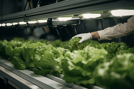 智能农业技术收获水培生菜图片