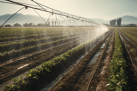 机器灌溉农作物背景图片