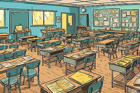 卡通风格的教室图片