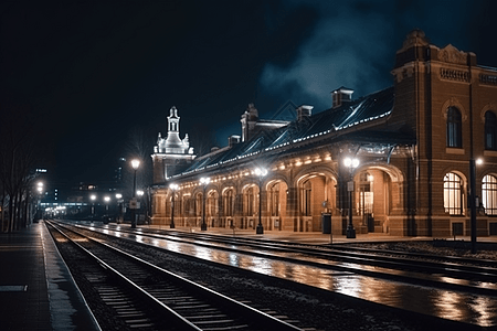 车站的夜景图片