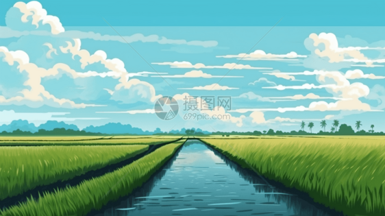 夏日的稻田图片