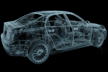 轿车的后方透视图背景图片