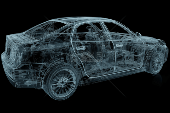 轿车的后方透视图图片