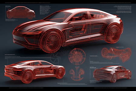 红色的汽车模块背景图片
