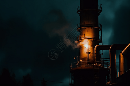 黑夜下的化工厂背景图片