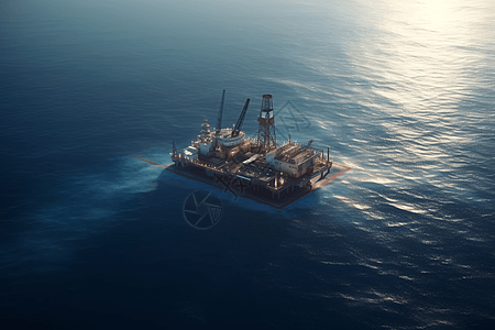 大海深处的石油钻井平台图片