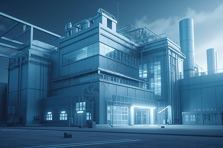 蓝色未来风格工业厂图片