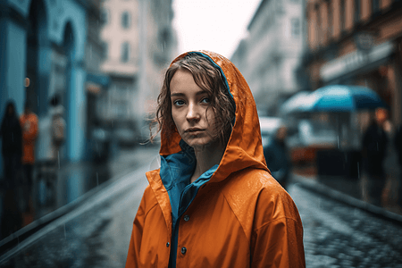 穿雨衣的女孩背景图片