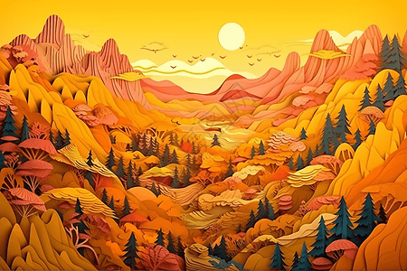 鲜艳的兼职群山风景插画图片下载-正版图片600030956-摄图网