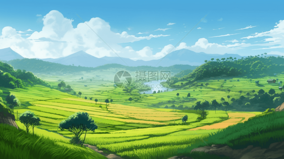 绿色稻田图片