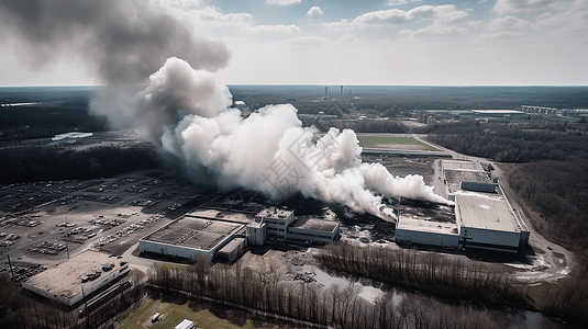 浓烟在工厂上方蔓延图片