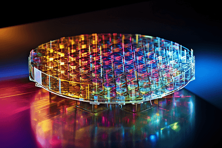 霓虹色的电子晶片图片