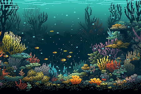 海底世界的鱼和珊瑚礁背景图片