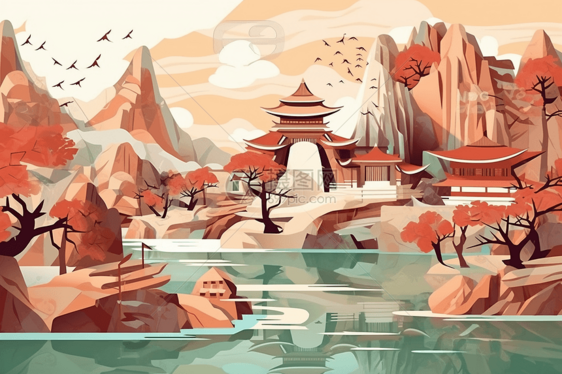中国古代景观插图图片