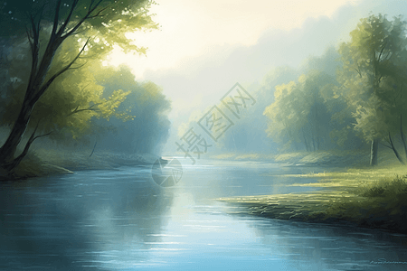 清晨柔和的河流图片
