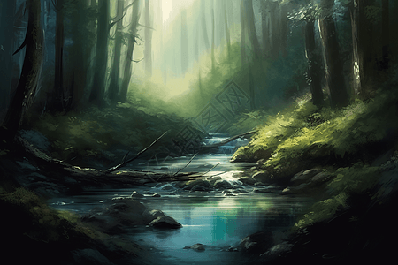 凉爽的森林溪流图片