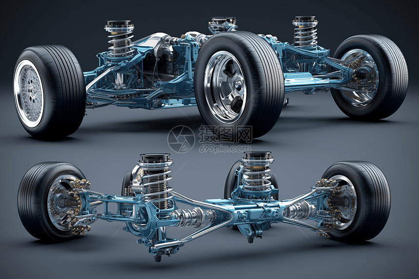 蓝色的汽车悬架图片