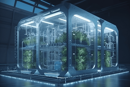 植物光合作用未来温室大棚插画