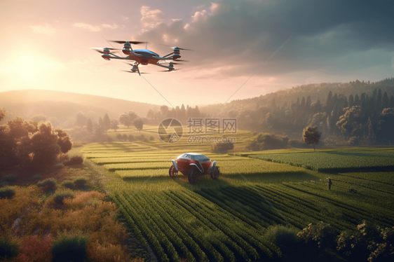 无人机在农场上空图片