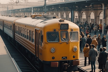 橘黄色的火车图片