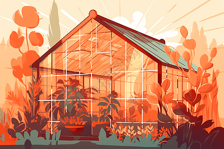 橙色的房子图片