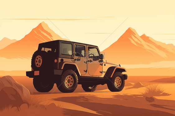 沙漠汽车的侧面图片