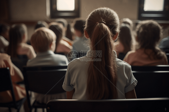 小学生在课堂专心听讲课图片