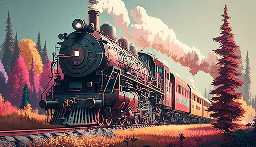 蒸汽火车艺术创作图片