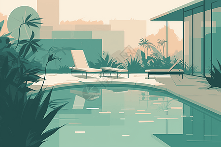一个宁静的游泳池图片
