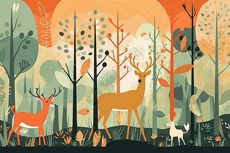 小鹿与森林图片