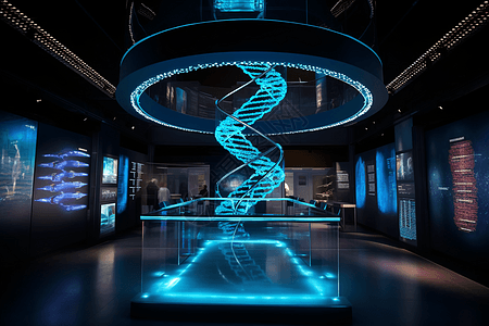 科技馆DNA分子模型背景图片