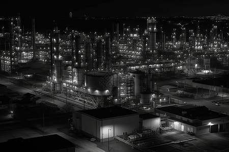 工业综合体的黑白照片图片